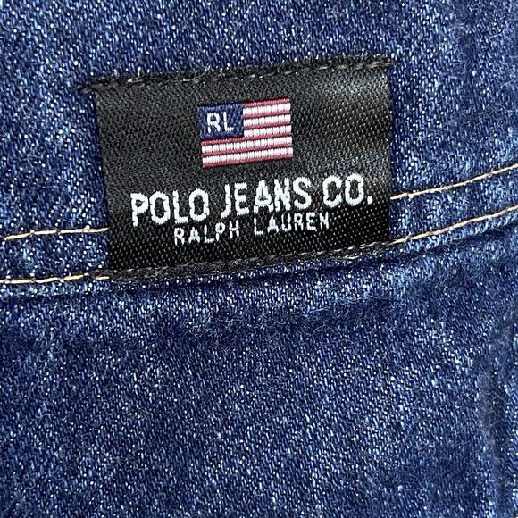Polo Ralph Lauren Men Jean Shorts Size 36 Darkwash Carpenter Blue Cotton 90s Y2K - Picture 3 of 11